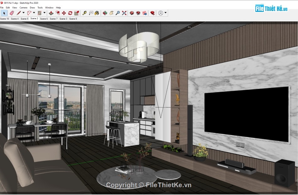 nội thất phòng khách sketchup,Su nội thất phòng bếp,nội thất nhà bếp,spk 2020 nội thất phòng khách,File spk 2020 nội thất chung cư